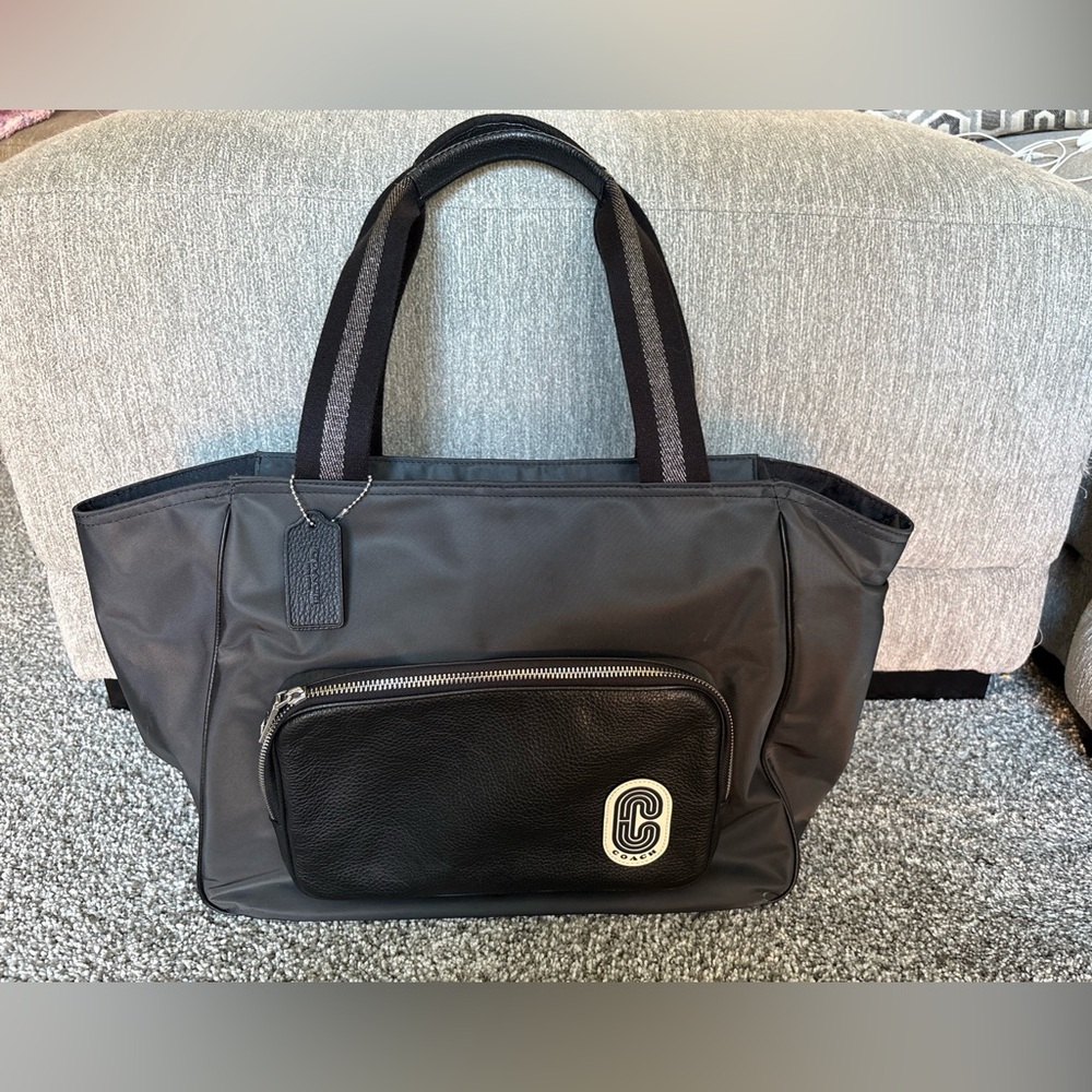 Coach C5049 Leather-trimmed nylon tote bag black Japan A-251005-9